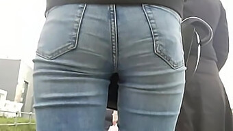 Public Outing In Jeans With A Focus On The Butt