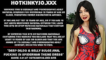 Spiderman-Themed Dress And Anal Dildo Play With Hkj