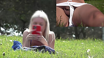 Public Exhibition Of A Small Penis In A Park With Some Foot Play Involved