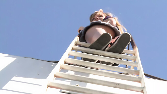 Blonde Bombshell Gets Down And Dirty On The Rooftop