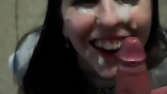 Cumshot On Amateur Girl'S Face After Deepthroat Blowjob