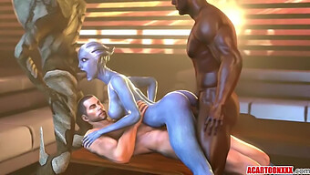 Liara T'Soni的大乳房和屁股被大力插入