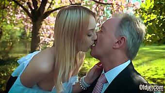 Young Blonde Gives Older Man A Hardcore Blowjob And Swallows His Cum